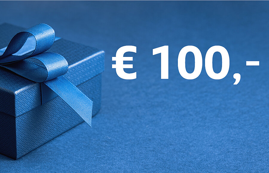 Blaues Paket mit Schriftzug € 100