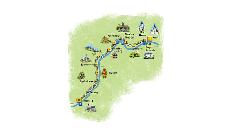 Streckenübersicht Krems - Emmersdorf