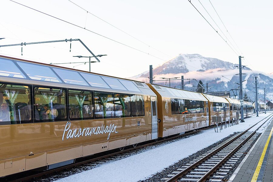 Panoramawagen mit der Gemeindealpe im Hintergrund