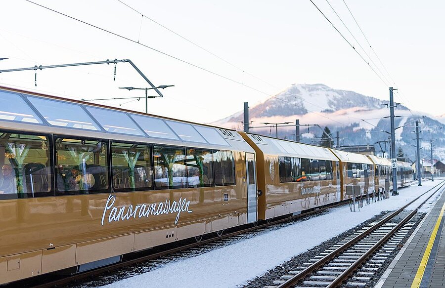 Panoramawagen mit der Gemeindealpe im Hintergrund